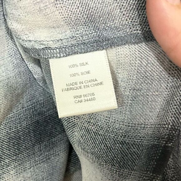 Rebecca Taylor Plaid Gray & White Silk Placket Top SIZE 0 - Picture 6 of 7